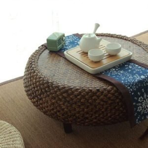 Table Ronde En Rotin Compacte D'Appoint Pour Salon Bohème