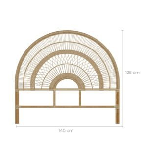 Tête De Lit 140 Cm Astéria En Rotin Tressé Naturelle Élégante Chic
