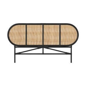 Tête De Lit Navahino 140 Cm En Rotin Noir Design Bohème Raffiné