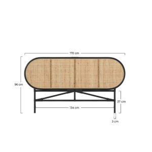 Tête De Lit Navahino 140 Cm En Rotin Noir Design Bohème Raffiné