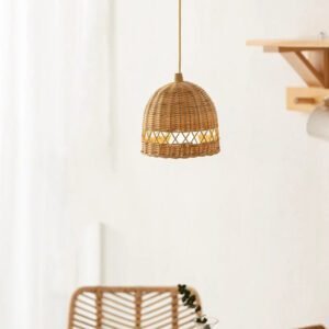 Abat-Jour En Rotin Tissé Élégant Pour Suspension Intérieure Chic