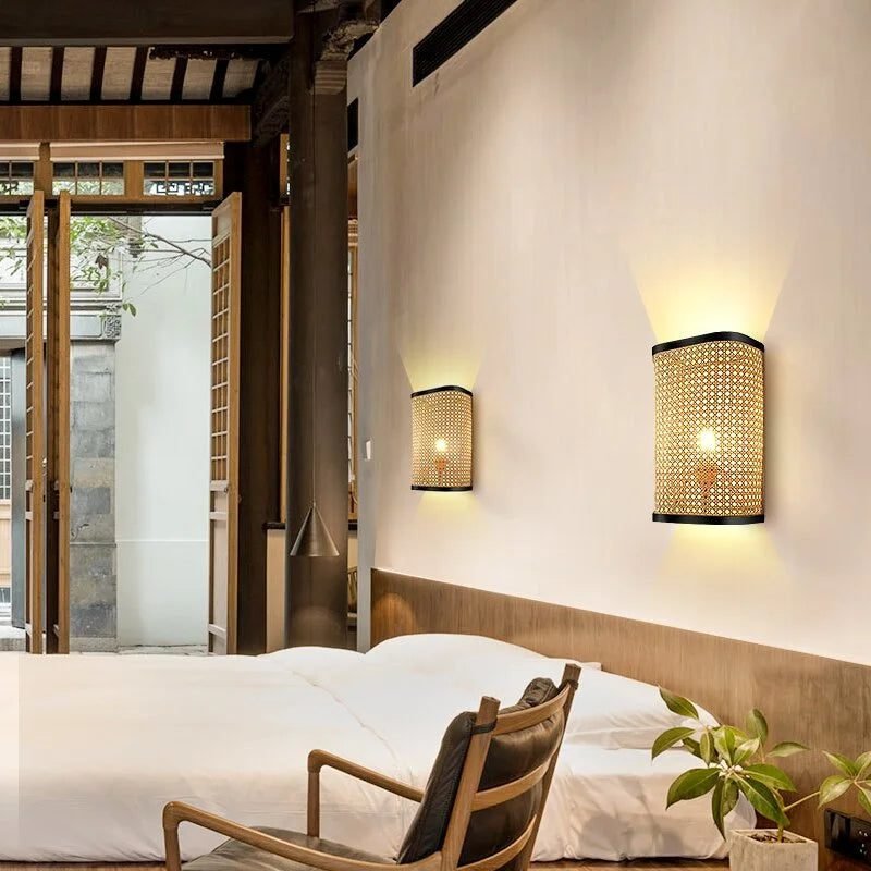 Applique Murale Lit Rotin Éclairage Doux Naturel Pour Chambre 3 Applique Murale Lit Rotin Éclairage Doux Naturel Pour Chambre