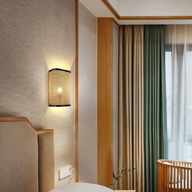 Applique Murale Lit Rotin Éclairage Doux Naturel Pour Chambre 2 Applique Murale Lit Rotin Éclairage Doux Naturel Pour Chambre