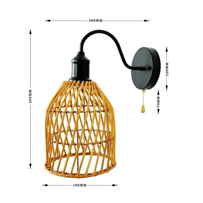 Applique Rotin Murale Élégante Naturelle Avec Interrupteur NARA 4 Applique Rotin Murale Élégante Naturelle Avec Interrupteur NARA