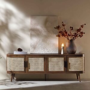 Console Rotin En Bois Naturel Moderne Contemporaine Élégante