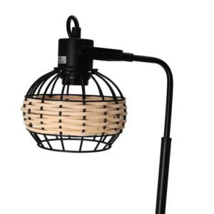 Lampadaire En Rotin Design Avec Finition Inox Moderne Élégant