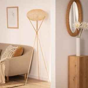 Lampadaire Rotin Design Élégant Pour Salon Alia