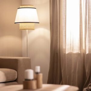 Lampadaire Salon Cannage Élégant Style Naturel Raffiné Chic