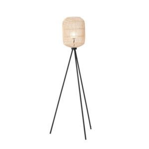 Lampadaire Trépied Rotin Élégant Style Bohème Naturel Chic