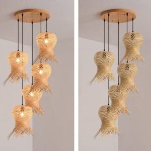 Lustre Rotin Artisanal En Bambou Et Osier Naturel Épuré 20 Lustre Rotin Artisanal En Bambou Et Osier Naturel Épuré