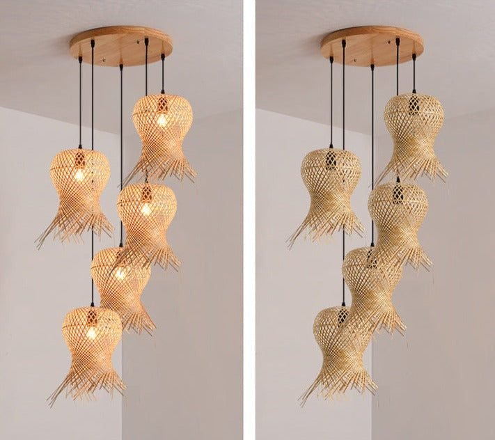 Lustre Rotin Artisanal En Bambou Et Osier Naturel Épuré 10 Lustre Rotin Artisanal En Bambou Et Osier Naturel Épuré