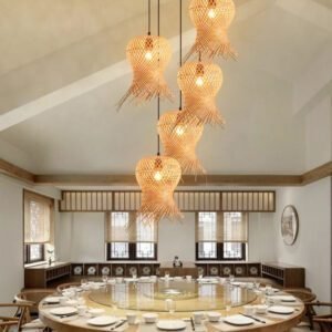 Lustre Rotin Artisanal En Bambou Et Osier Naturel Épuré 19 Lustre Rotin Artisanal En Bambou Et Osier Naturel Épuré