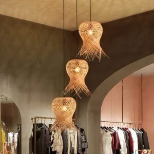 Lustre Rotin Artisanal En Bambou Et Osier Naturel Épuré 16 Lustre Rotin Artisanal En Bambou Et Osier Naturel Épuré