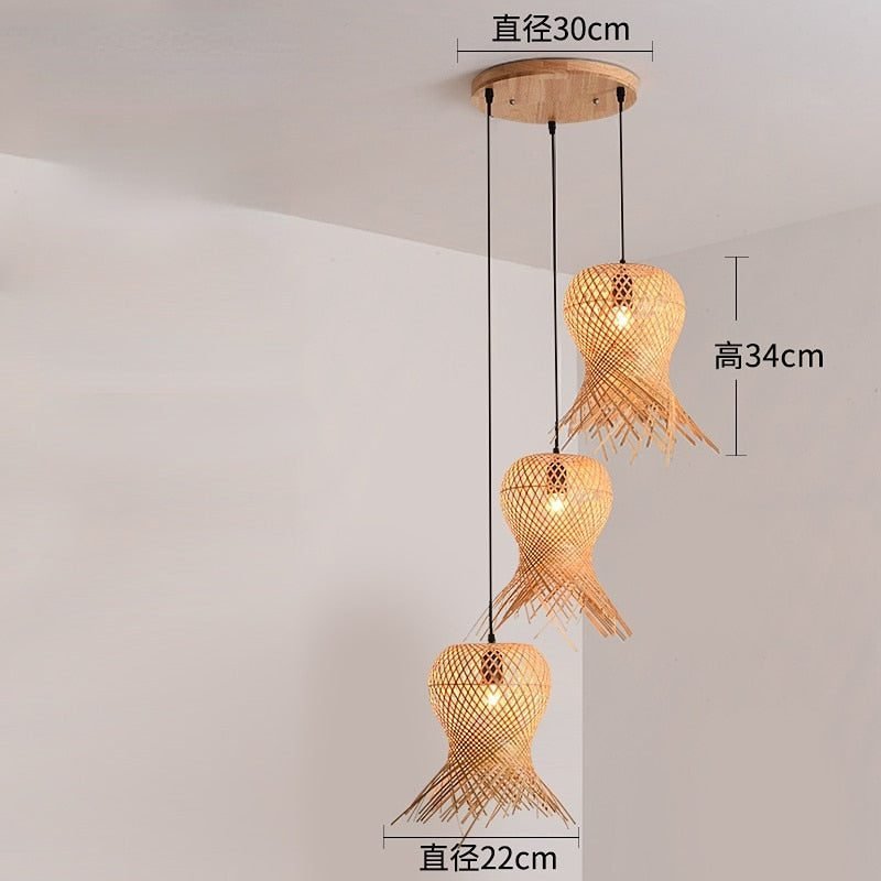 Lustre Rotin Artisanal En Bambou Et Osier Naturel Épuré 5 Lustre Rotin Artisanal En Bambou Et Osier Naturel Épuré