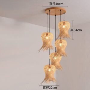 Lustre Rotin Artisanal En Bambou Et Osier Naturel Épuré 14 Lustre Rotin Artisanal En Bambou Et Osier Naturel Épuré