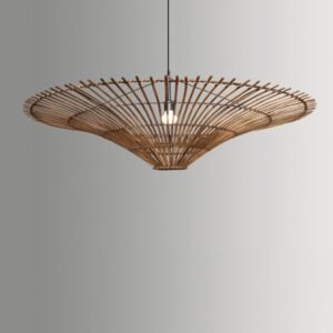 Lustre Rotin Grand Format Naturel Style Bohème Élégant Chic