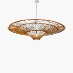 Lustre Rotin Grand Format Naturel Style Bohème Élégant Chic