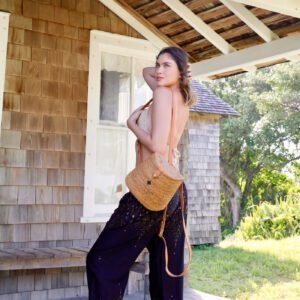 Mini Sac À Dos Rotin Bali Compact Et Élégant Avec Bandoulière