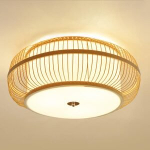 Plafonnier Rotin Design Tissé Pour Chambre Ambiance Douce