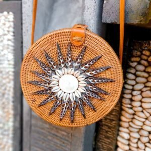 Sac Bandoulière Rotin Coquillage Bali Luna Style Bohème Raffiné