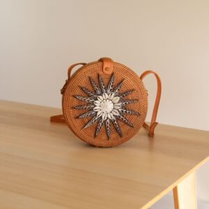 Sac Bandoulière Rotin Coquillage Bali Luna Style Bohème Raffiné