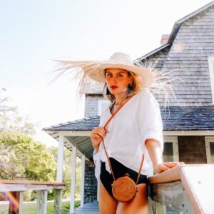 Sac Rond En Rotin Mini Tressé Bali Chic Bohème Pour Femme Mia