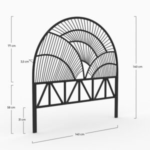 Tête De Lit Séléné En Rotin Noir 140 Cm Design Naturel Élégant
