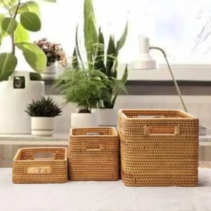 Panier De Rangement En Rotin Tressé Naturel Pour Intérieur