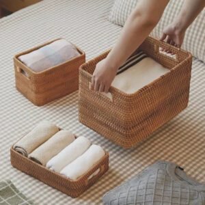 Panier De Rangement En Rotin Tressé Naturel Pour Intérieur