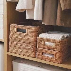 Panier De Rangement En Rotin Tressé Naturel Pour Intérieur