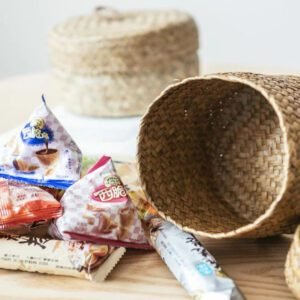 Panier En Rotin Avec Couvercle Élégant Et Rangement Pratique