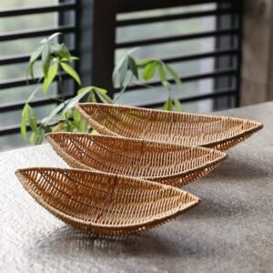 Panier En Rotin Ovale Tressé Naturel Rangement Intérieur