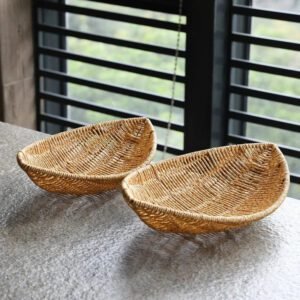 Panier En Rotin Ovale Tressé Naturel Rangement Intérieur