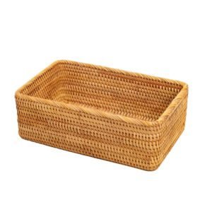 Panier En Rotin Rectangulaire Élégant Pour Rangement Maison
