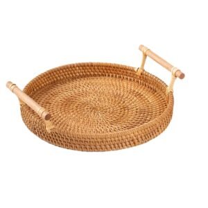 Panier Rond Tressé En Rotin Naturel Décoratif Pour Rangement