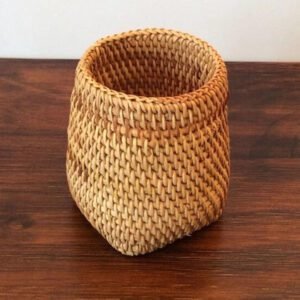 Pot De Rangement En Rotin Tressé Naturel Décoratif Élégant