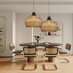 Suspension Rotin Noir & Blanc | KONA