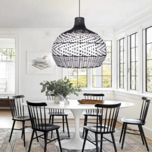 Suspension Rotin Noir & Blanc | KONA