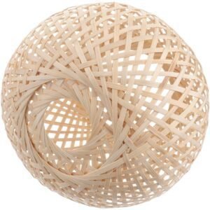 Abat-Jour Rotin Arrondi Naturel Pour Luminaire Bohème Design