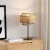 Lampadaire Rotin Naturel À Double Abat-Jour Tissé