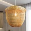 Lustre Bambou Noisette Élégant Pour Salon Style Bohème Naturel