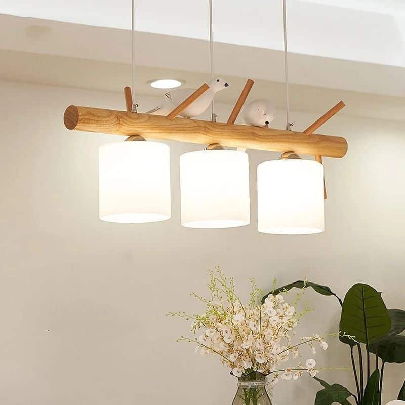 Lustre Bois Naturel Créatif Et Moderne 1 Lustre Bois Naturel Créatif Et Moderne