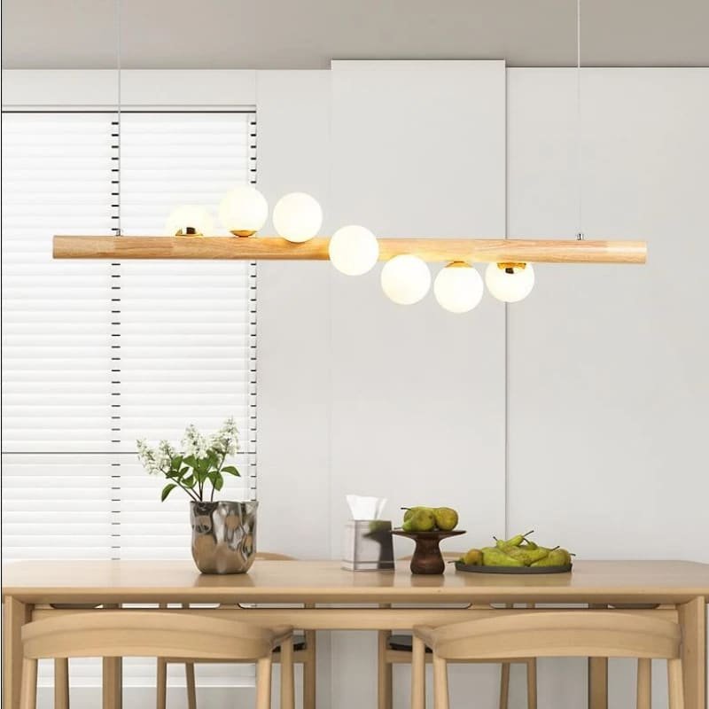 Lustre En Bois Nordique 7 Boules Design Contemporain Élégant 1 Lustre En Bois Nordique 7 Boules Design Contemporain Élégant