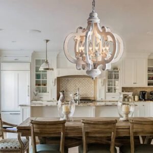 Lustre LED En Bois Style Rétro Design Ambiance Chaude Naturelle
