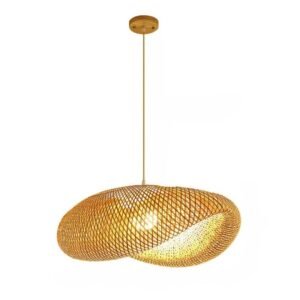 Lustre Naturel Ondulé Design Rotin Bohème Pour Salle À Manger