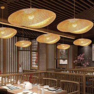 Lustre Naturel Ondulé Design Rotin Bohème Pour Salle À Manger