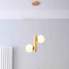 Lustre Suspendu Bois LED À Deux Boules Minimaliste 6 Lustre Suspendu Bois LED À Deux Boules Minimaliste