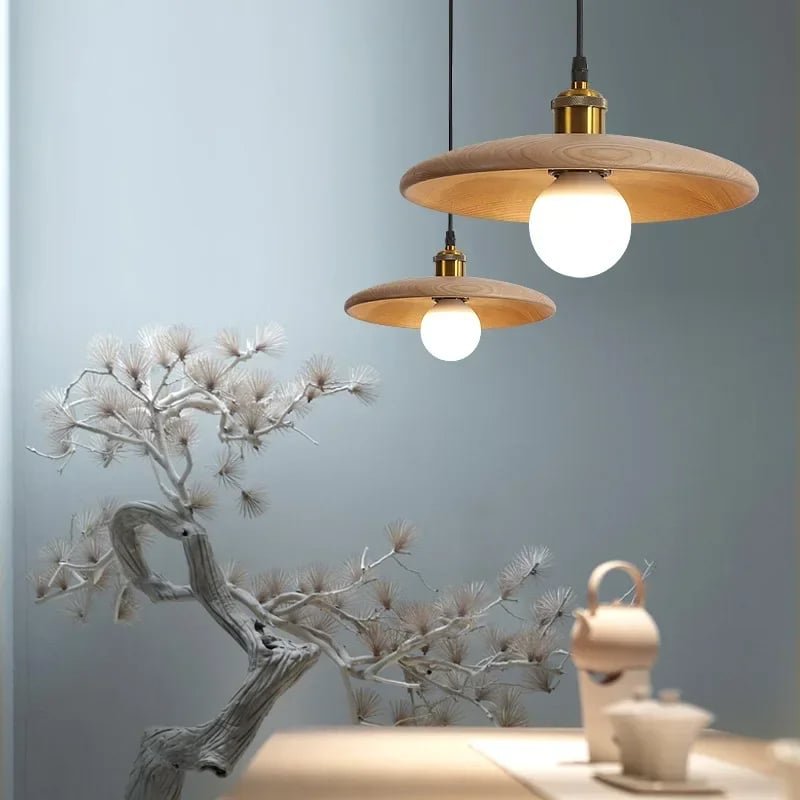 Lustre Suspendu Bois LED Contemporain Forme Soucoupe Élégant 2 Lustre Bois Led Suspendu Forme Soucoupe 02.jpg