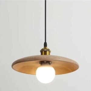 Lustre Suspendu Bois LED Contemporain Forme Soucoupe Élégant