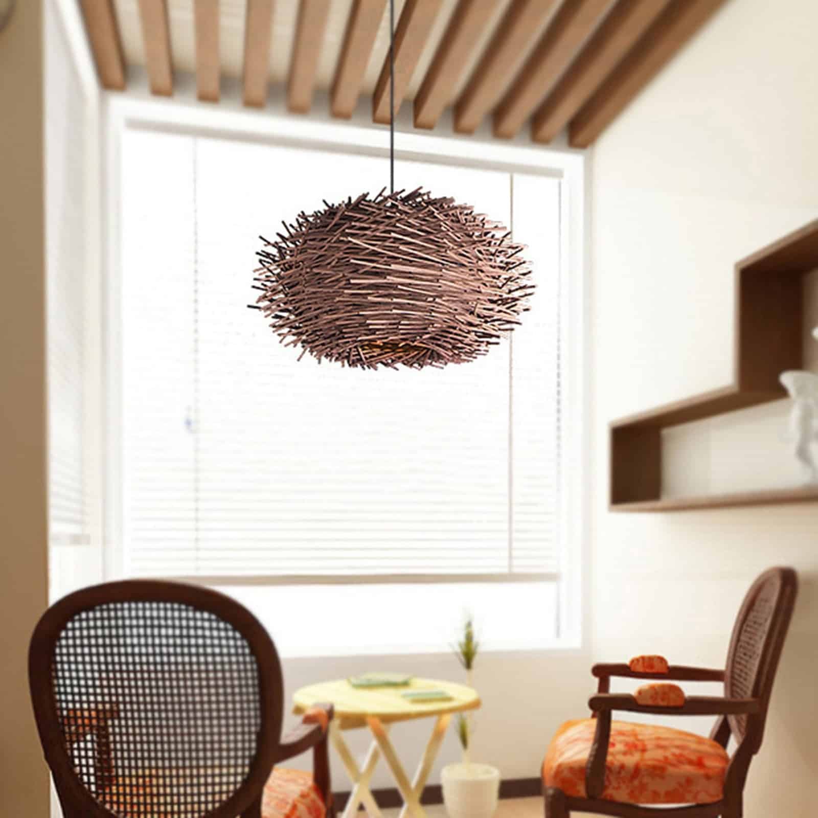 Plafonnier Suspendu Rotin Abat-Jour Rustique Naturel 2 Plafonnier Suspendu Rotin Abat-Jour Rustique Naturel